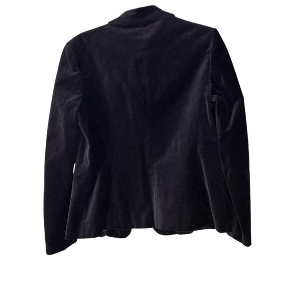 Black Velvet Double Breasted Blazer Black Buttons Red Striped Lining - Picture 2 of 6